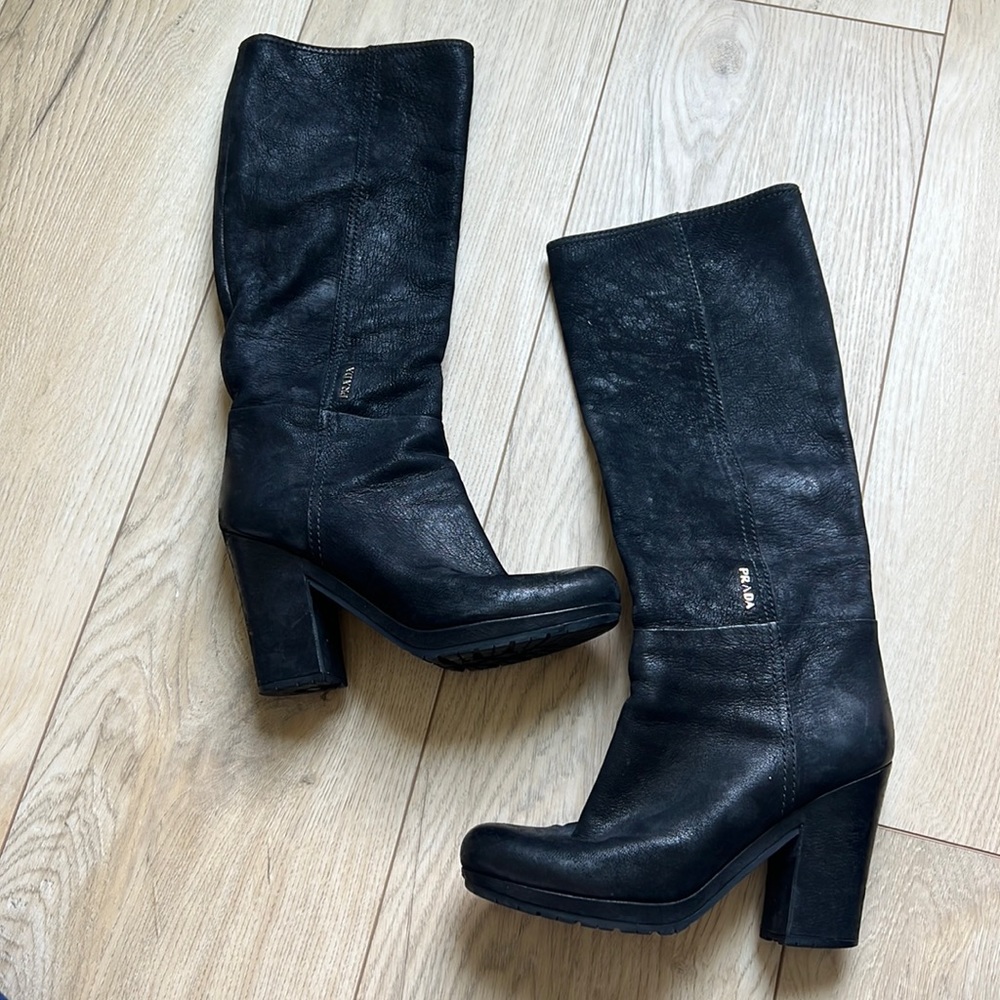Prada Calf Length Black boots